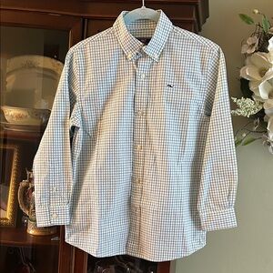 Vineyard Vines Blue and Green Windowpane Button-Down Shirt